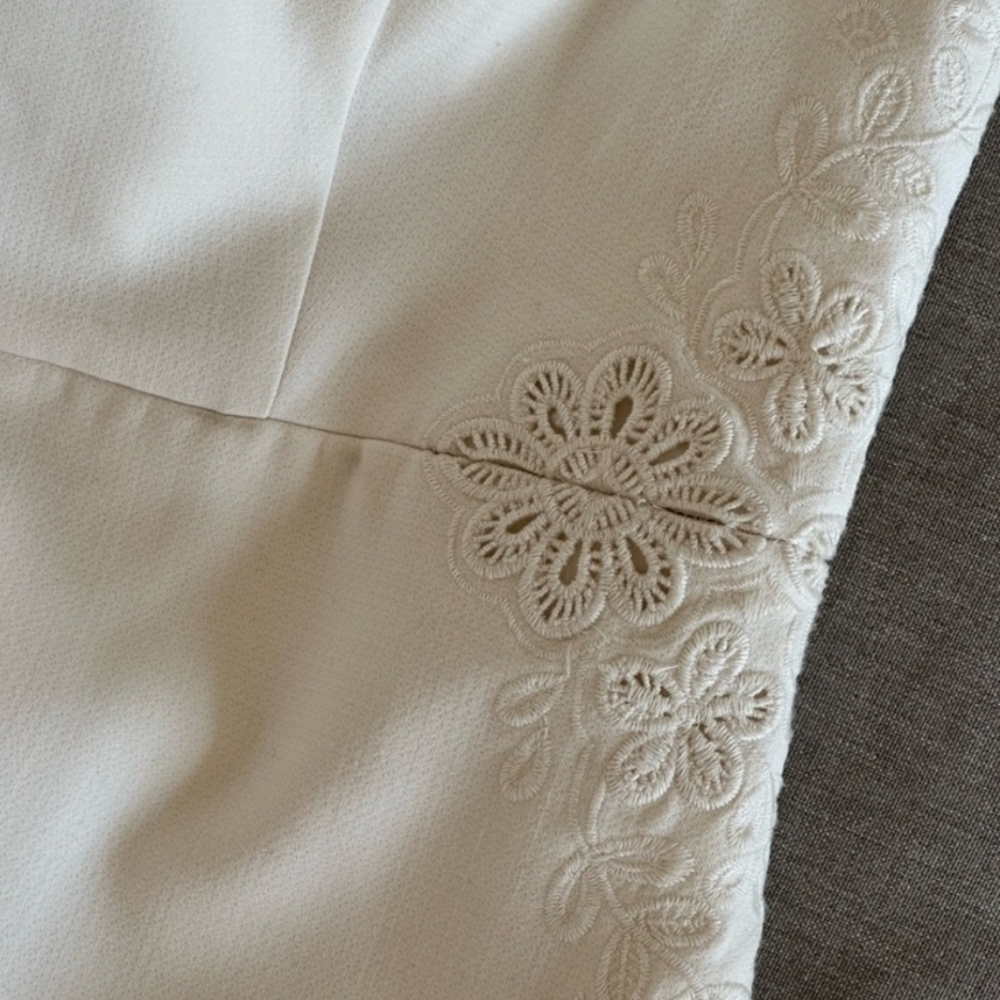 Ann Taylor Off White Embroidered Knee Length Dress, Size 4 NEW WITH TAGS - Picture 4 of 4